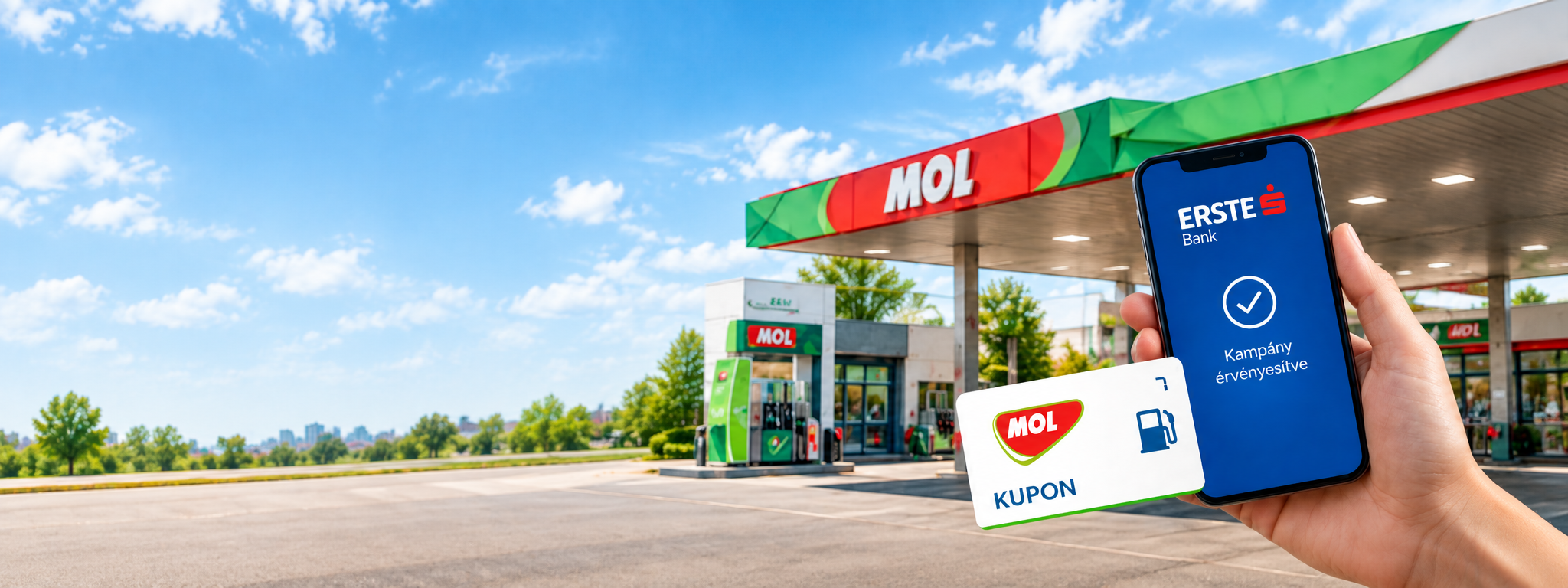 MOL töltőállomás, Erste Bank alkalmazás és MOL KUPON kártya